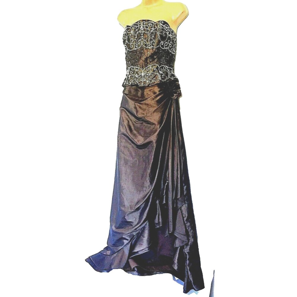 Alyce Designs Corset Dress Long 8 Gown 2 Pc Bead Sequins Wedding Formal Party